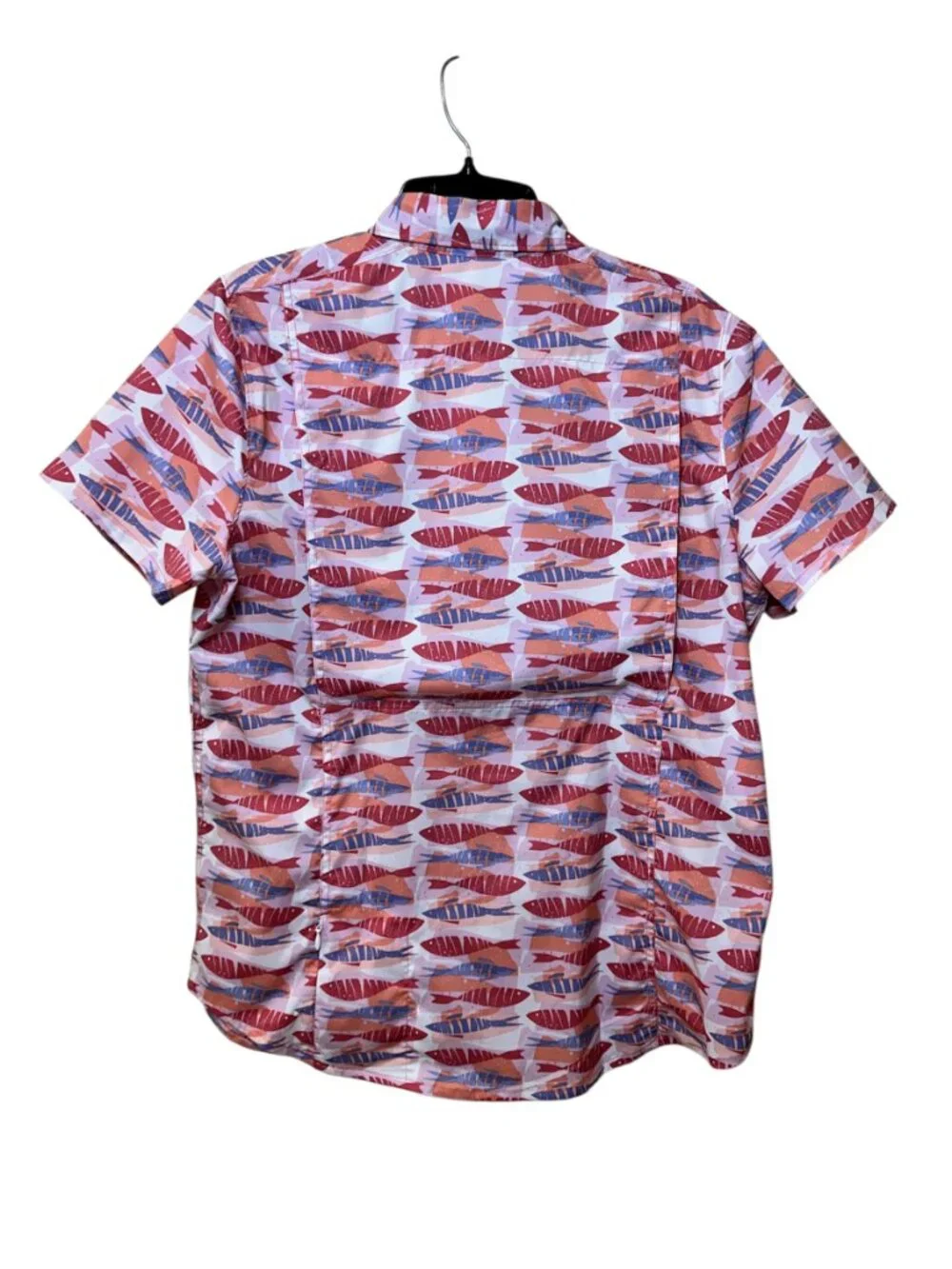 L.L. Bean Shirt Tropicwear Womens Button Up Short Sleeve Vented Fish Print M - Picture 2 of 11
